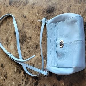 Baby blue genuine leather cross body